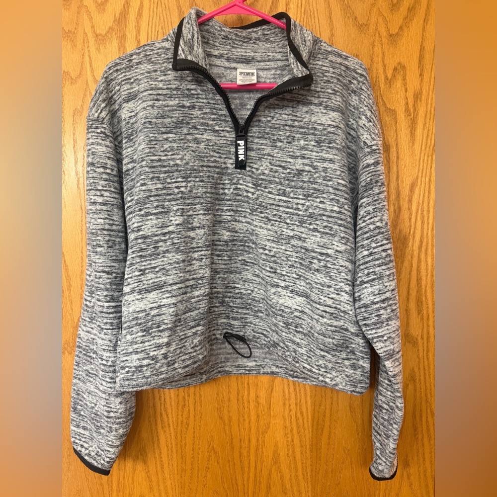 PINK Victoria's Secret Heathered Gray Quarter-Zip Sweatshirt